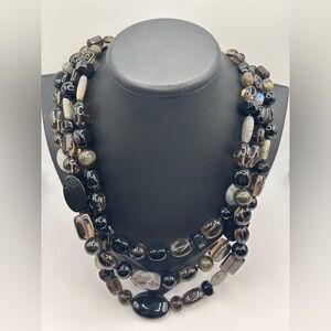 Luc Lucas Lameth Necklace Labradorite Smoky Quartz Onyx Fine Quality